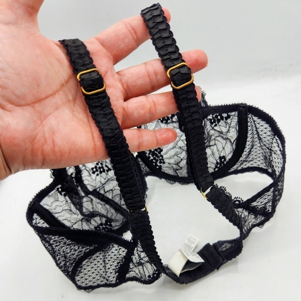 Chantelle Cabaret Sauvage Lace Demi Bra In Black Size 34D - Picture 10 of 14